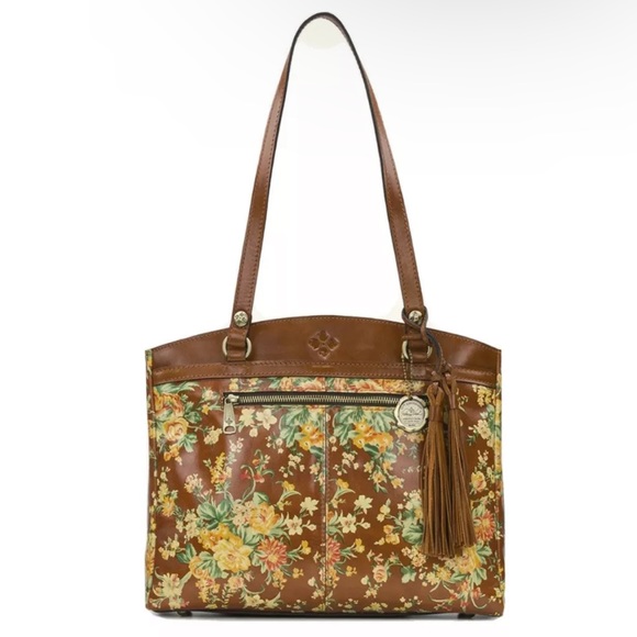 Patricia Nash Italian Leather Vintage Botanical Garden Poppy Tote